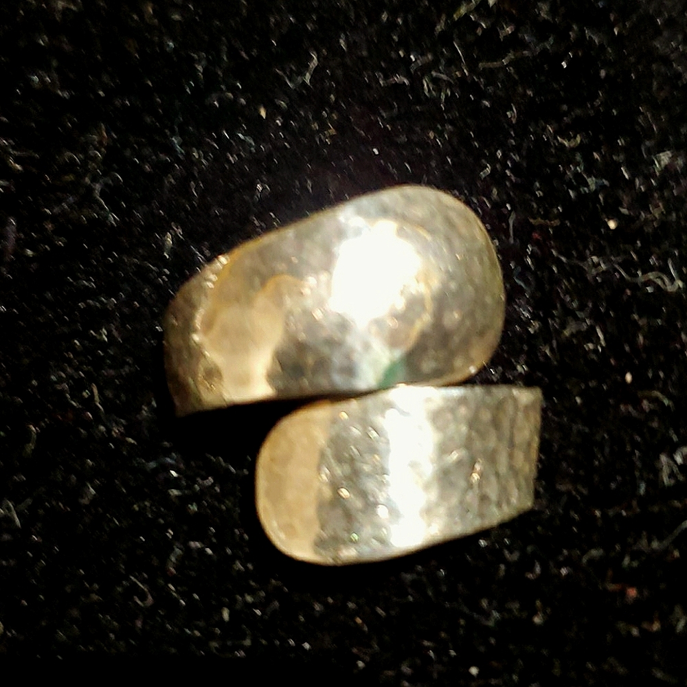 Solid .925 Vintage Hammered Wrap Ring Open - image 3